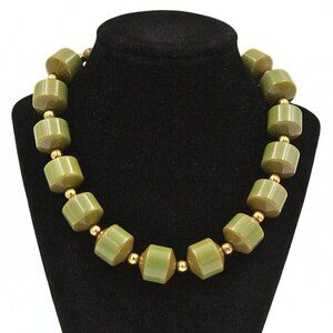 Antique Art Deco Early Large Plastic Green Bakelite Bead Necklace Tested!